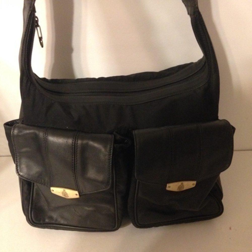 Mark cross vintage nylon leather shoulder bag